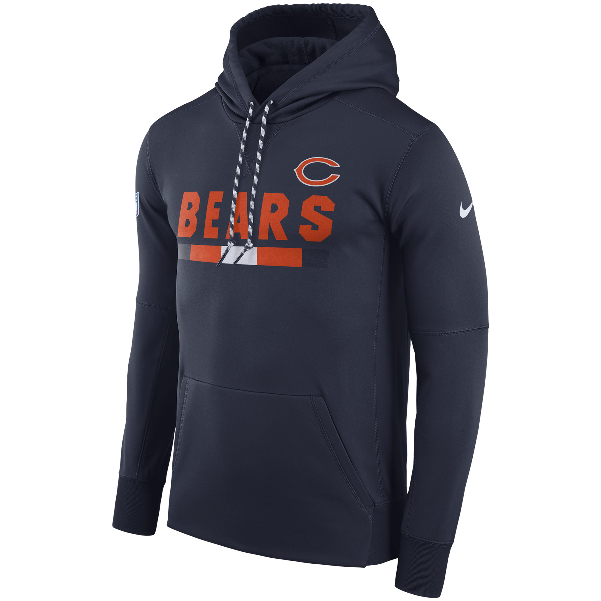 NFL Men Chicago Bears Nike Navy Sideline ThermaFit Performance PO Hoodie
